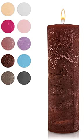 WikaKerzen Stumpenkerze-Rohling - Zur Deko oder zum Basteln & Verzieren - DIY - Taufe, Geburtstag, Hochzeit, Kommunion, Weihnachten - Rustik (Bordeaux, 20x7cm)