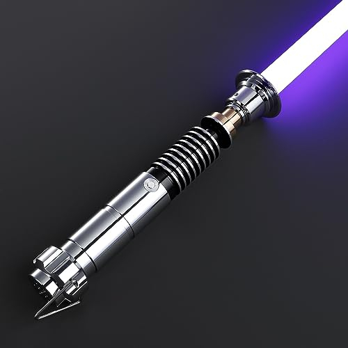 CVCBSER Smooth Swing Dueling Lightsaber, Motion Control 12 Sound Fonts with Infinite Color Changing 16RGB, Premium Metal Handle Light Saber for Adults and Boys Gift (RGB-X-12 Fonts)