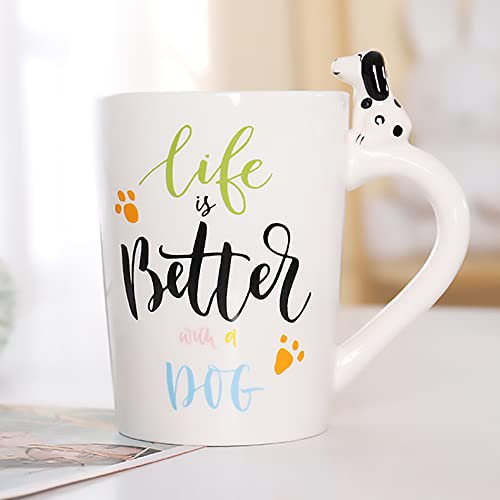 LOZACHE 3D Dog Coffee Mug, Cute Dog Gifts for Women Lady Girls Friends Novelty Birthday Present, 420ml (Dog)