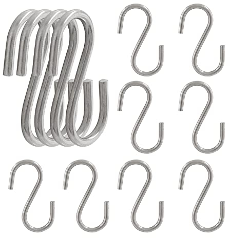 HARSKIYER 12 Stück 304 Edelstahl S-Haken, 2 mm S-förmige Metallhaken, robuste Kleiderbügel zum Aufhängen von Töpfen, Pflanzen, Tassen, Kleidung, Schlüssel, Kappen