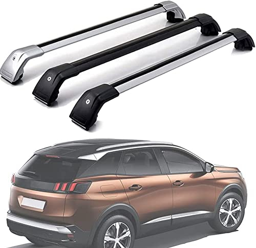 2Stück Auto Querträger Dachträger für Peugeot 3008 2016-2021, Dachgepäckträger Aluminium Dachregal RelingträGer Gepäckträgerstange Dekoratives Zubehör,A/Black