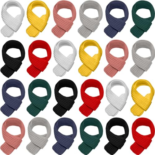 Liitrsh 24 Pcs Kids Scarf Bulk, 47 Inch Long Toddlers Winter Knitted Scarf Thick Warm Neck Warmer Scarves for Girls and Boys(Classic Color)