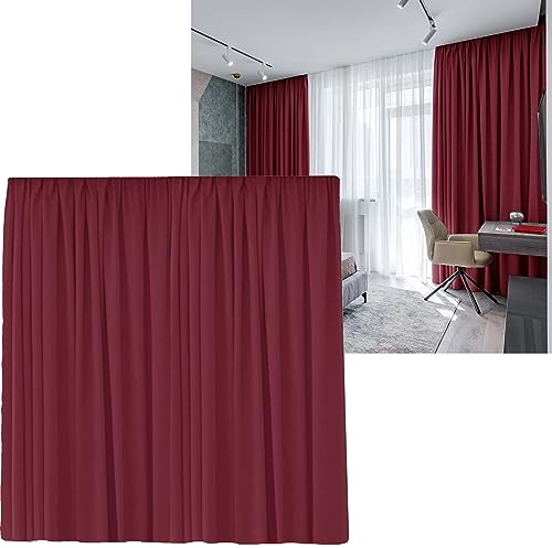 Cleanlevel EST 2016 Vorhänge Vorhang 300cm B x 245cm H Gardine Verdunkelungsvorhang Kräuselband Blickdicht abdunkelnd Thermo Wärmeisolierend Wohnzimmer (Bordeaux Kräuselband)