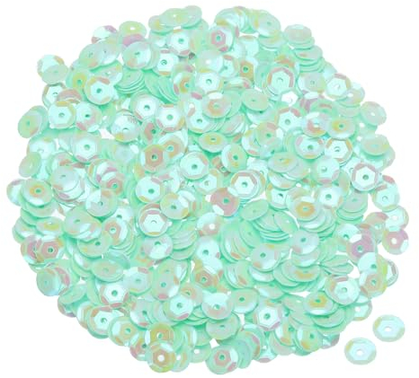 QUARKZMAN Lose Pailletten 6MM Glitzer Pailletten 2400 Stück Becher-Pailletten Stickerei-Pailletten für Schmuckherstellung Basteln Nähen, Mint