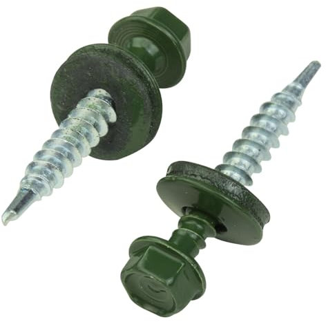 Trapezblechschrauben 4,8x35mm 250 Stück | Grün - RAL 6020 | Selbstschneidene Schrauben Bohrschrauben mit Dichtscheibe