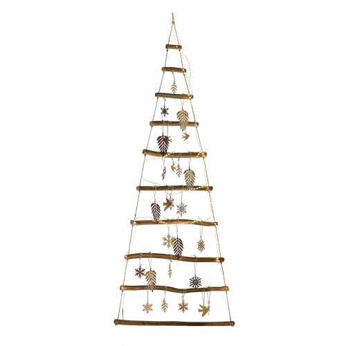 Loberon Deko-Baum Colwyn, handgefertigt, zum Aufhängen, Tannenform, Wohn-Accessoire, Weihnachtsdeko, Weihnachten, Eukalyptusholz, Jute, braun