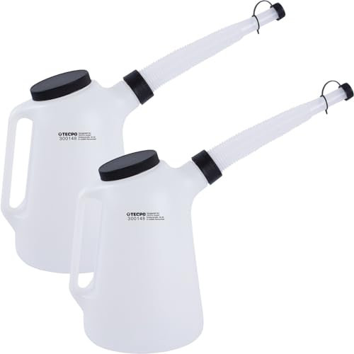 TECPO 2x Ölkanne 5 Liter, Füllkanne Einfüllkanne Messbecher Messkanne Wasserkanne Gießkanne (5L)