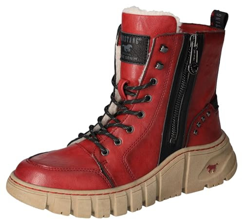 MUSTANG Damen Stiefelette sportlicher Plateau Boot warm Reißverschluss 1499-602, Größe:40 EU, Farbe:Rot