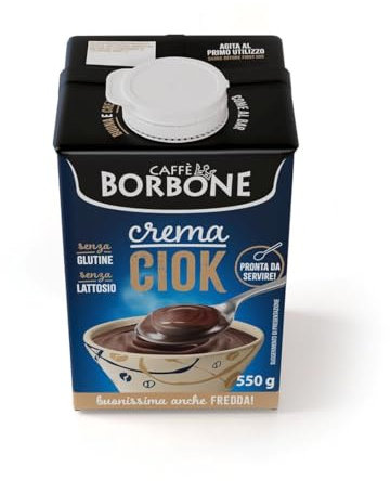 Caffè Borbone CREMA CIOK - 1 Brick 550g - Crema al Cioccolato a base di latte e cacao - UHT a lunga conservazione - Senza Lattosio e Senza Glutine