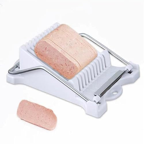 KOOWAI White Slicer Cuts Luncheon Meat, Boiled Eggs Ham Into 11 Neat and Equal Slices Without Mashing (Only Suits Soft Cheese,No Bony Foods)