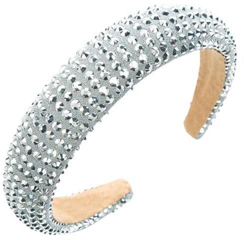 scicent Haarreif Glitzer Haarband für Damen Breite Dickes Gepolsterte Haarbänder Vintage Kristall Stirnbänder Barock Haarreifen Modisch Tägliches Accessoire für Mädchen - 27729