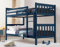 Bunk Bed, Double Bunk Bed for Kids, 3ft Single Bed Frame, Solid Wooden Bed, 2 x 3ft Bunk Beds Frame for Adult, Underbed Storage Adjustable Ladder 35cm High Safety Guardrails, Blue Kids Bed