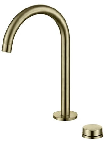 BiaoTeng Robinet Salle Bain 2 Trous Laiton Chaud et Froid Orientable 360° Mitigeur Lavabo 2 Trous pour Lavabo de Salle de Bain Or Brossé