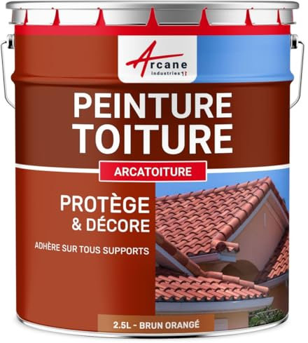 Peinture toiture, tuile, ciment et terre cuite - 2.5 L Brun Orangé - RAL 8023 - ARCANE INDUSTRIES