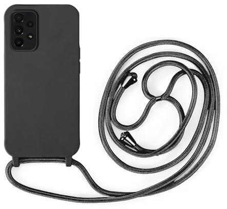 Handykette Kompatibel mit Samsung Galaxy A23 | Necklace Hülle mit Band, Handyhülle zum Umhängen | Case mit Handykordel, Stoßfeste Schutzhülle zum Umhängen Kordel | Schwarz