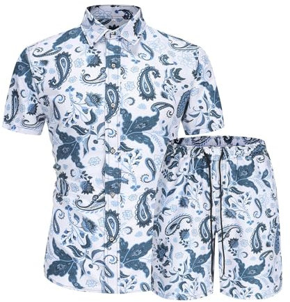 YANBLOS Leinenhemd Kurzarm Herren Freizeithemden Kurzarm Für Herren Sommer Set Herren Streatwear Trainingsanzüge Für Herren Leichtes Sommerhemd Herren TZ-49 3XL