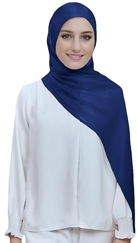 Lina & Lily Damen Hijab Kopftuch Schal mit Glanz-Schimmer Für Muslimische Frauen (Königsblau)