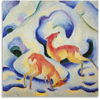 QINGYUAN Franz Marc Hirsch im Schnee, Kunstdrucke, Poster, Kunstwerke, Leinwand, ästhetisch, für Zimmer, Wandkunst, moderne Dekoration, 60 x 60 cm