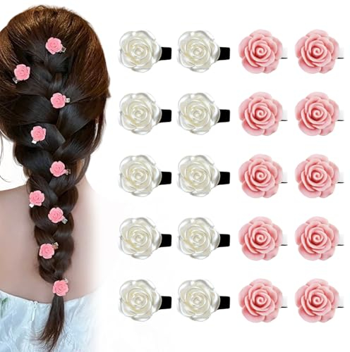 FUIPVGI 20 Pezzi Clip di Fiori, Capelli Festa da Spiaggia, Fiori Mini Clip, Hawaii Forcine Fiore Per Capelli, Boho Fiori Tropicali Fermagli Fiori, per Decorazione Quotidiana, Matrimoni