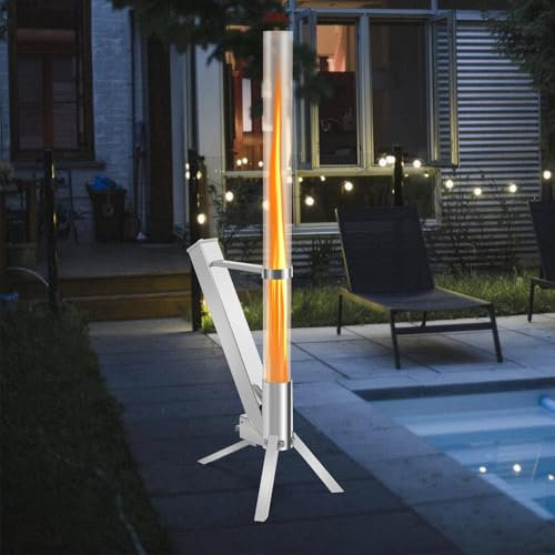 ISOISL Tube de feu à granulés - En acier inoxydable - Avec tube en verre de 100 x 8 cm - Ambiance décorative - Colonne de feu pour jardin et terrasse - Montage facile