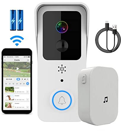 Timbre Inalámbrico con Cámara, Timbre de vídeo Tuya 5G/2,4 GHz, Dual, timbre de puerta inalámbrico for exteriores, 1080P, resistente al agua, IP54, intercomunicador inteligente for el hogar, cámara de