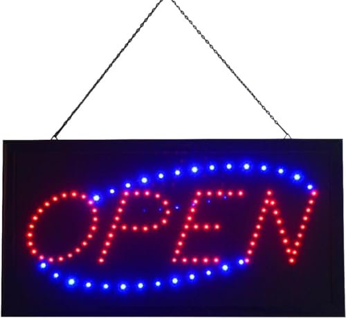 Bright LED Neon Open Sign – Decorative Flashing Light-Up Open Signs for Business Shop Window, Business, Bars, Restaurants, Wall Decor – Hang Display Light Shop Open Sign