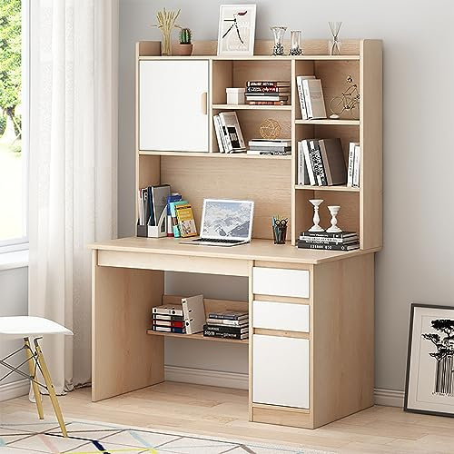 Home-Office-Schreibtisch mit Ablage, Schreib- und Arbeitszimmer, Arbeitsplatz mit Stall und Bücherregal, Computertisch, PC-Laptop-Schreibtisch mit Regalen, modernes Design (99,1 x 45,7 x 162,6 cm),