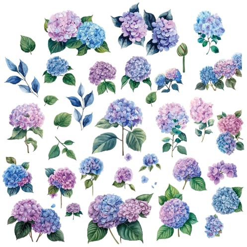 CRASPIRE 8 Fogli Adesivi per Finestre Ortensia Estate Blu Viola Fiore Adesivi per Finestre Decorativi in PVC Impermeabile Adesivi per Finestre in Vetro per Prevenire Gli Attacchi degli Uccelli