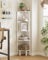 Apetaccat Eckregal, Ecke Bücherregal mit 5 Ebenen,Pflanzenregal, Anzeige Aufbewahrungsregal für Wohnzimmer,Büro,Schlafzimmer,127x29x29cm, Weiß