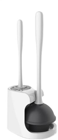 GLigeT Escobilla Cepillo Redondo for Inodoro con Cabezal de Cepillo con Ventosa de Goma, Juego de cepillos for Inodoro, Base de ventilación de pie, Cepillo for Inodoro Escobilla de Baño