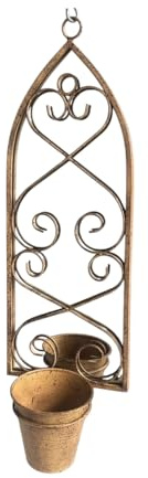 Stylish & Elegant Wall Mirror with Triple/Single Planter – Hanging Mirror with Built-In Plant Holders for Indoor & Outdoor Décor for Living Rooms, Hallways, Gardens, or Office (56cm)