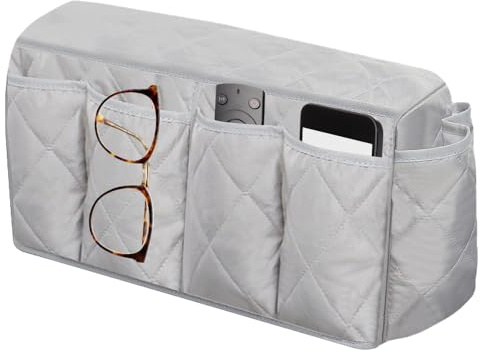 DONGKER Arm Rest Organiser,Cotton Hanging Sofa Caddy Storage Bag for TV Remote Control,Cell Phone,Tablet Book Magazines