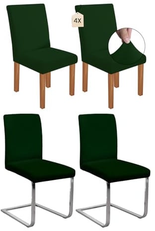 Dmyifan Stretch Stuhlhussen Schwingstühle, Abnehmbarer Waschbarer Stuhlbezüge, Chair Cover für Esszimmer, Hotel, Bankett, Partys Deko, Hochzeit (4, Dunkelgrün)