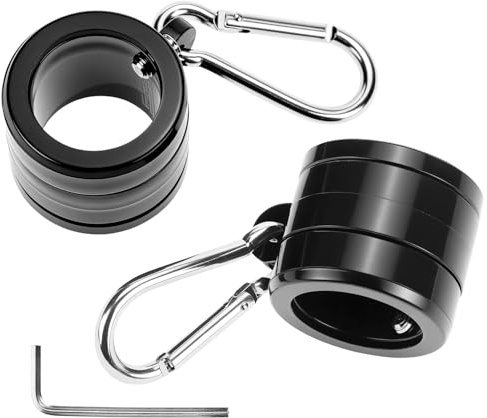 QWORK® 2-Pack Tangle Free Flag Pole Mounting Ring Clip for 1 Diameter Poles, Plastic Rotating Rings with Metal Clips, Anti-Wrap