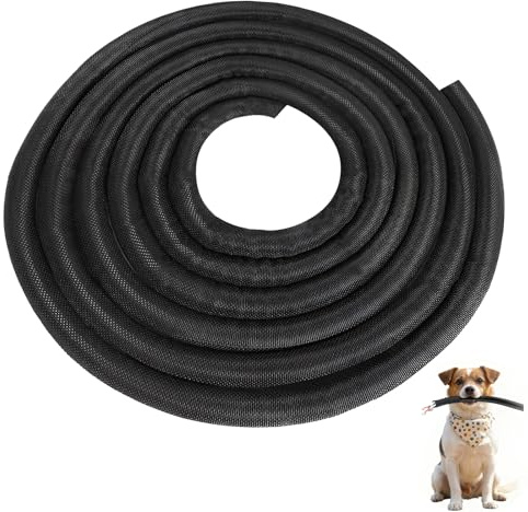 Gaine de Protection de Câbles pour Animaux Domestiques, Manchon de Gestion des Câbles Tressé, 3 Mètres, 13 mm, Protection Efficace Contre Les Morsures de Chiens et Chats, pour Bureau et Maison, Noire