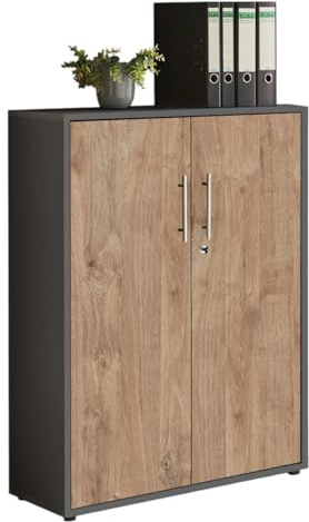 Aktenschrank TABOR abschließbar Büroschrank in diversen Farbvarianten (anthrazit/Gold Harbor Oak)