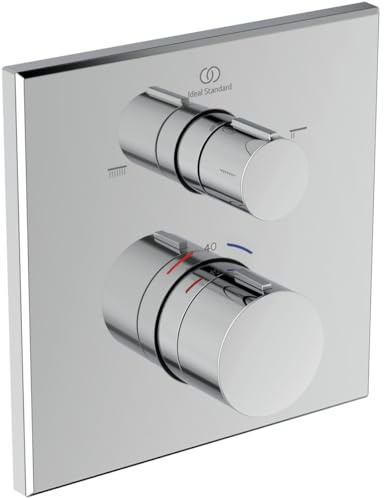 Ideal Standard Ceratherm C100 Badethermostat Unterputz, Wannenarmatur mit Temperatursperre bei 40° C, Thermostat für die Badewanne – Chrom