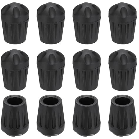YELARXI Camping Chair Legs Cap, Non-Slip Foot Cover Replacement Chair Table Leg Pads Floor Protectors Reduce Noise 0.51 & 12Pcs & Black-Fitting for (Outdoor/Camping/Picnic/Patio)