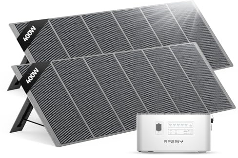 AFERIY AF-PS240 1958Wh Centrale Électrique de Balcon avec 2 Panneaux Solaires de 400W, Ports AC 800W au Réseau, 1200W Hors Réseau, Plug&Play, Batterie LFP, IP65, Idéal pour Maison & Extérieur