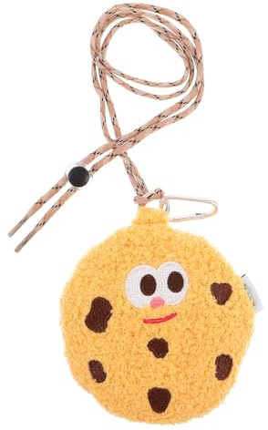 Kisangel Petit Paquet Bandoulière pour Filles en Peluche Jaune Forme Biscuit, Porte-Monnaie Multifonctionnel et Portable pour Voyage et Activités Sportives