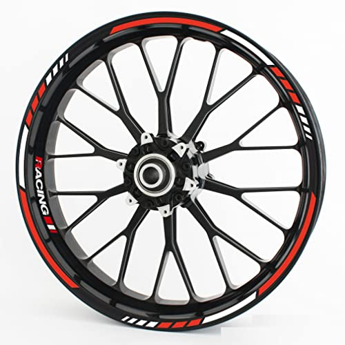 Felgenrandaufkleber RS - Komplettset für 15 16 17 18 19 - Farbe & Design wählbar - Hellrot, Design 2