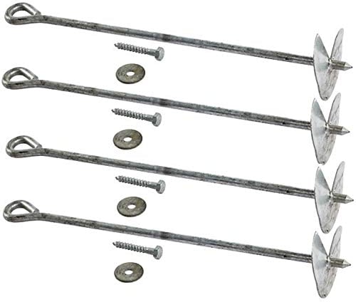 Set di Ancoraggio a Terra in Acciaio zincato Ancoraggio a Terra da avvitare Ancoraggio a Terra 50 cm, 4 Pezzi