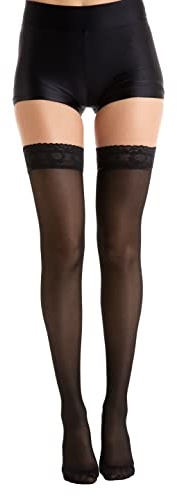 Relaxsan Basic 870 (Schwarz 1/S) Oberschenkel Stützstrümpfe Damen 18-22 mmHg, mit Silikonband, Kompressionsstrümpfe 140 den