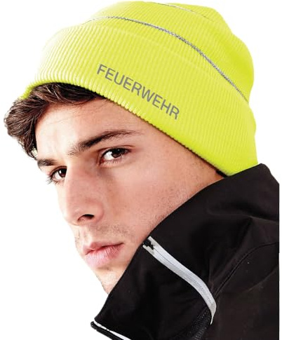 Fan-O-Menal Beanie Mütze eingewebten reflektierende Streifen und Feuerwehr 54603 gelb