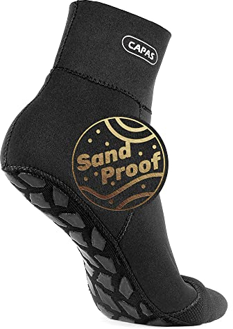 CAPAS Wetsuit Socks, Anti-slip Neoprene Men Women Waterproof Socks, Sand-proof Beach Water Sports Keep Warm Water Sock for Diving Snorkeling Swimming (Black, M)