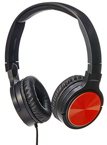 Amazon Basics Lightweight On-Ear Headphones - Red