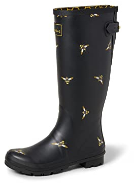 Joules Welly Print, Stivali Donna, Black Metallic Bees, 42 EU