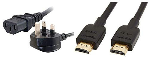 C2G 2 Metre 16 AWG UK Power Cable (IEC320C13 to BS 1363) 6 Foot Kettle Lead/Power Cord & Amazon Basics High-Speed 4K, Ultra HD, HDMI 2.0 Cable - 3m / 10 Feet