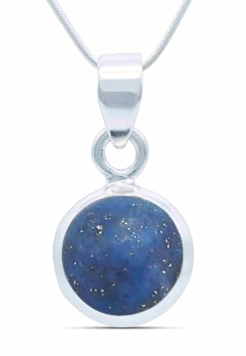 mantraroma echt Silberkette mit Lapis Lazuli blauer Edelstein Damen Kettenanhänger 925 Sterlingsilber Halskette Geschenk (AK3-129-06-45)