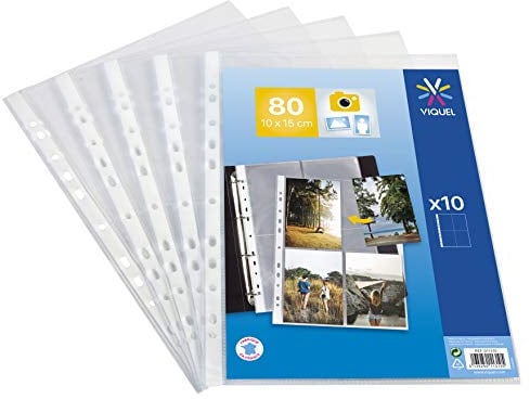 Viquel Confezione da 10 buste perforate per foto o cartoline da 10 x 15 cm